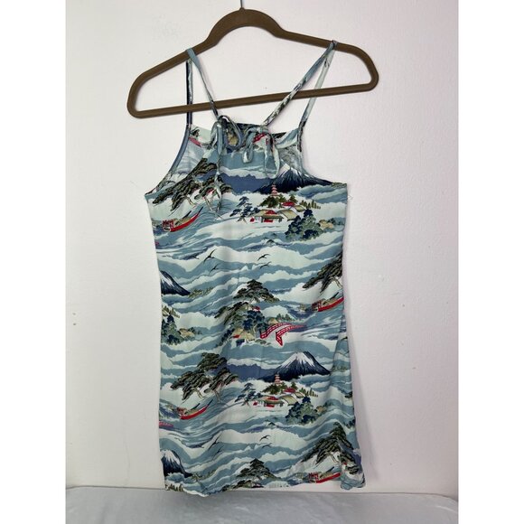 L.A. Movers Girl Vintage Sun dress Adjustable Straps SZ 12 Rayon Asian Print Vil - Picture 7 of 10